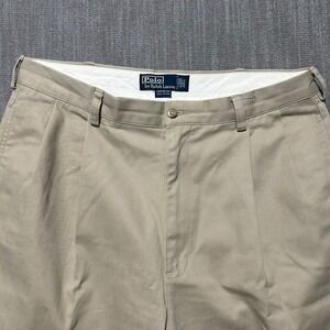 Polo Ralph Lauren Hammond Pant Mens 35x30 Khaki Tan Pleated Cuffed Chino Chinos